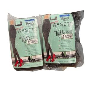 2‎ Love Your Assets Sara Blakely Black Diamond Reversible Shaping Tights Sz 4